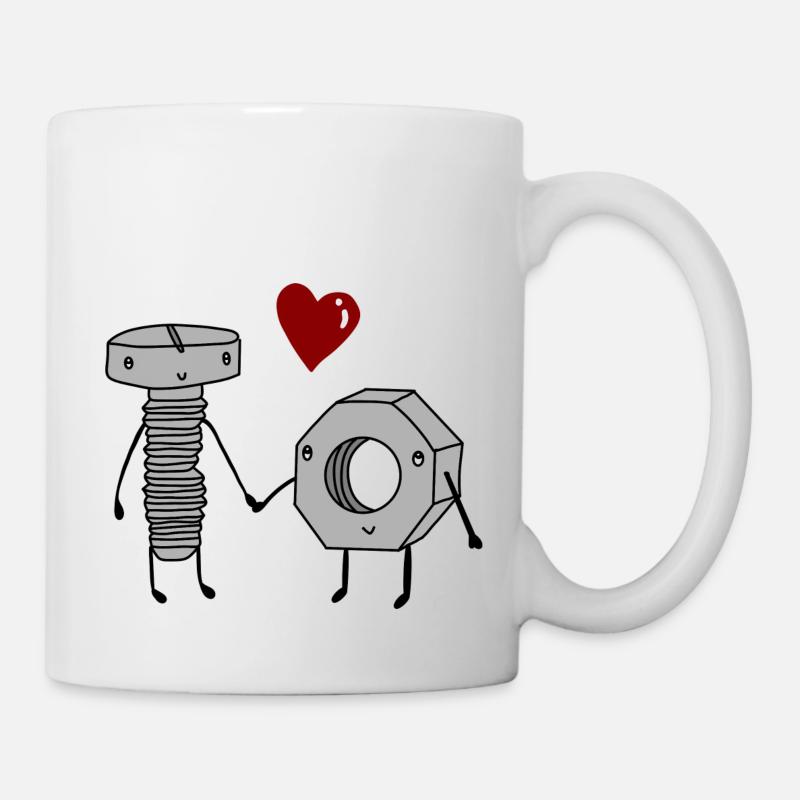 Schraube und Mutter in love - Tasse - Weiß