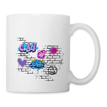 Crazy Street Graffiti on Brick Wall - Mug - white - Right