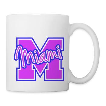Miami USA Palmen Strand Sonne Amerika Florida Logo - Tasse - Weiß - Rechts