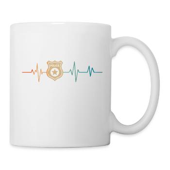 Retro Polizist Herzschlag - Tasse - Weiß - Rechts