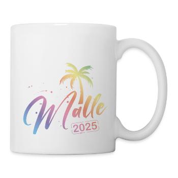 Malle 2025 Bunt Palme Mallorca - Tasse - Weiß - Rechts