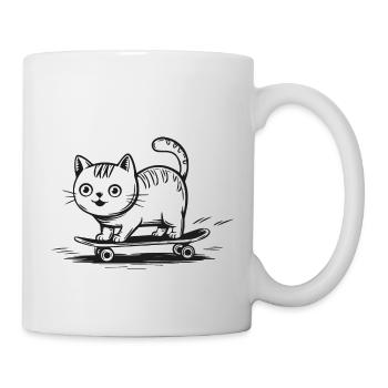 Kitten on Skateboard Funny Motif - Mug - white - Right