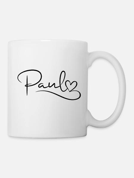 Paul Name Vorname Herzdekor - Tasse - Weiß