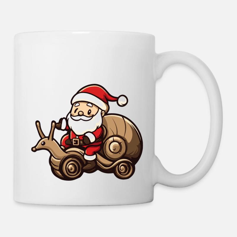 Schnecke Weihnachtsmann Cartoon - Tasse - Weiß