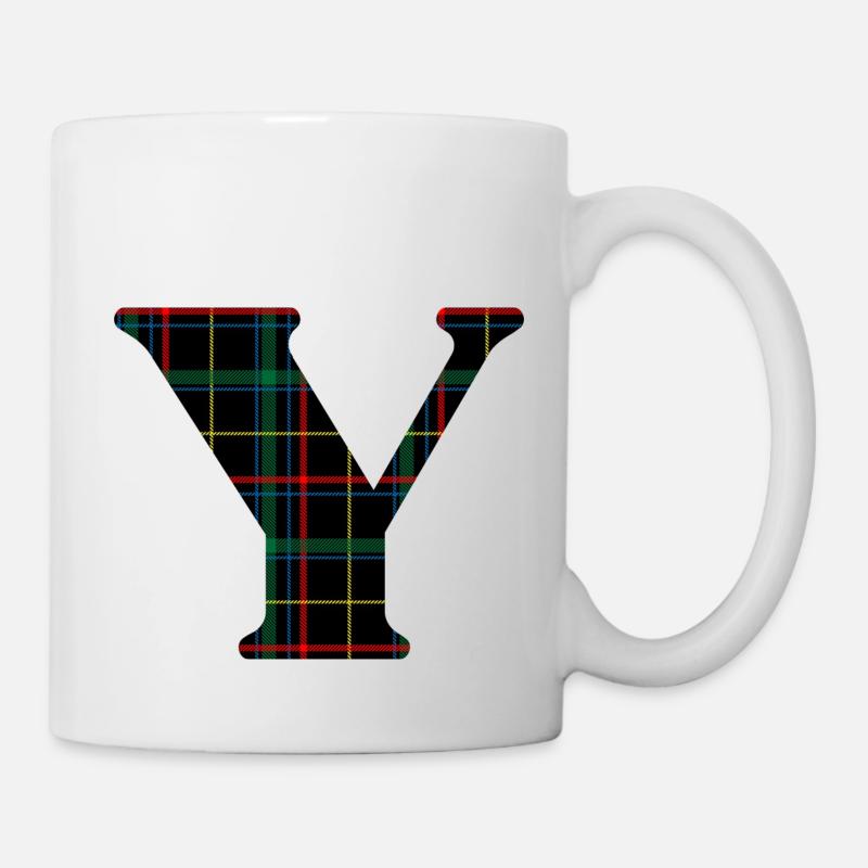 Monogramme y tartan écossais - Mug blanc - blanc