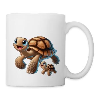 Mère tortue avec enfant gambadant - Mug blanc - blanc - Droite
