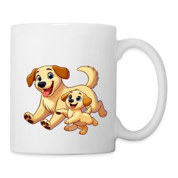 Labrador Mutter und Kind beim Herumtollen - Tasse - Weiß - Rechts