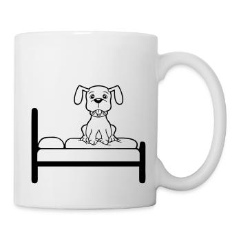 Hund Auf Bett Entspannt Schlafen Schlafzimmer Süß - Tasse - Weiß - Rechts