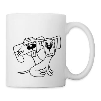 2 Dogs Looking Funny Funny Silly Sitting Cool - Mug - white - Right