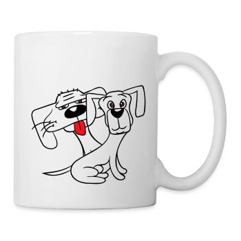 2 Dogs Looking Funny Funny Silly Sitting Cool - Mug - white - Right