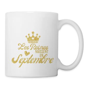 Königinnen werden im September mit goldenem Glitzer geboren - Tasse - Weiß - Rechts