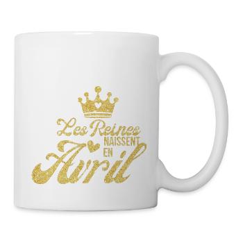 Königinnen werden im April geboren goldener Glitzer - Tasse - Weiß - Rechts