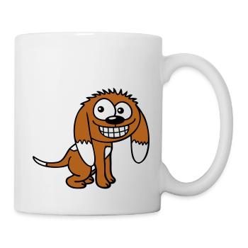 Dog looks funny grin happy smile fun - Mug - white - Right