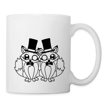 2 Foxes Friends Top Hat Men's Monocle Glasses - Mug - white - Right