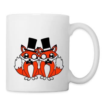 2 Foxes Friends Top Hat Men's Monocle Glasses - Mug - white - Right