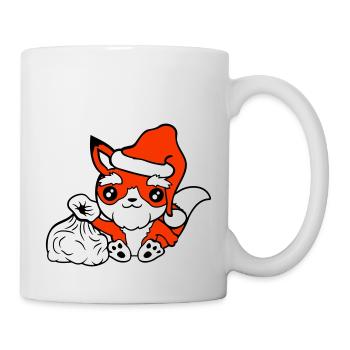 Fuchs Rotfuchs Weihnachtsmann Weihnachten Geschenk - Tasse - Weiß - Rechts
