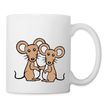 2 Mäuse Paar Zwei Verliebt Valentinstag Frau Mann - Tasse - Weiß - Rechts