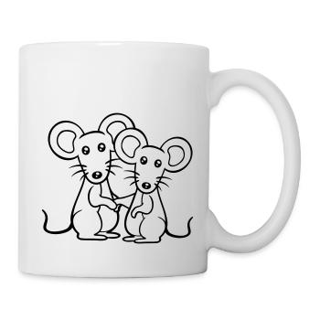 2 Mäuse Paar Zwei Verliebt Valentinstag Frau Mann - Tasse - Weiß - Rechts