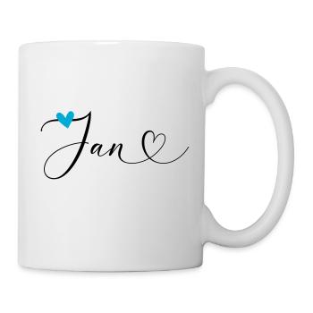 Jan Nom Prénom Calligraphie coeur - Mug blanc - blanc - Droite