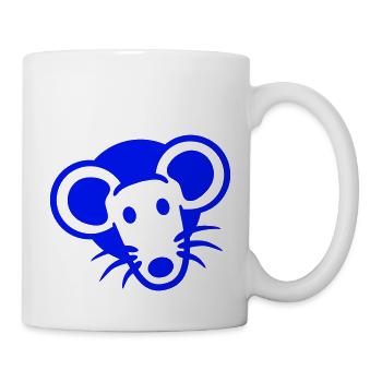 Maus Wand Loch Mauseloch Guckt Süß Lustig Comic - Tasse - Weiß - Rechts