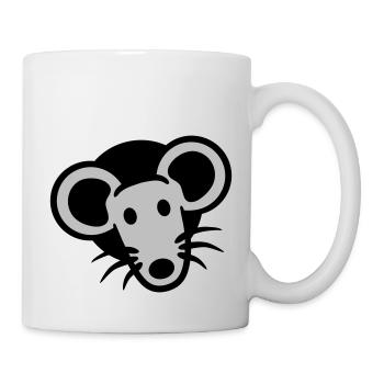 Maus Wand Loch Mauseloch Guckt Süß Lustig Comic - Tasse - Weiß - Rechts