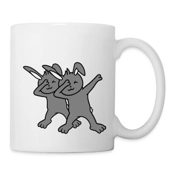 2 Hasen Dabbing Dab Dance Pose Tanzen Freunde Team - Tasse - Weiß - Rechts