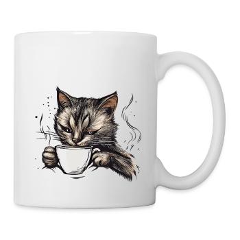 Café Kaffee Cat Katze - Mug blanc - blanc - Droite