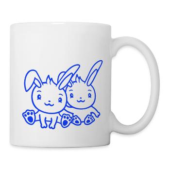 2 Lapins Deux Amis Équipe Équipage Couple Heureux Mignon - Mug blanc - blanc - Droite