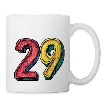 29 Zahl Bunt - Tasse - Weiß - Rechts