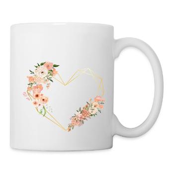 Buchstabe c florales goldenes Herz - Tasse - Weiß - Rechts