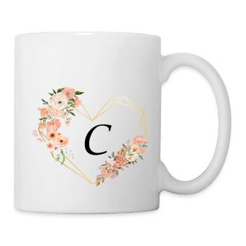 Buchstabe c florales goldenes Herz - Tasse - Weiß - Rechts