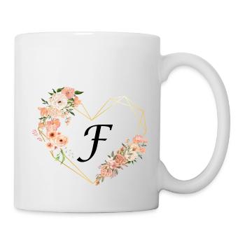 Buchstabe f florales goldenes Herz - Tasse - Weiß - Rechts