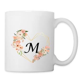 Lettre m cœur doré floral - Mug blanc - blanc - Droite