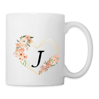 Lettre j cœur doré floral - Mug blanc - blanc - Droite