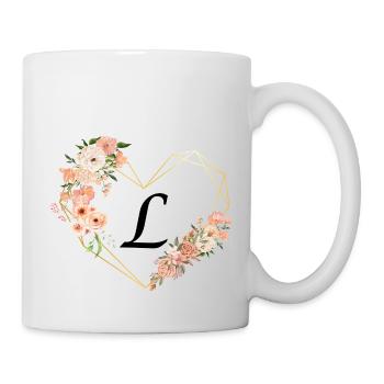 Lettre l cœur doré floral - Mug blanc - blanc - Droite