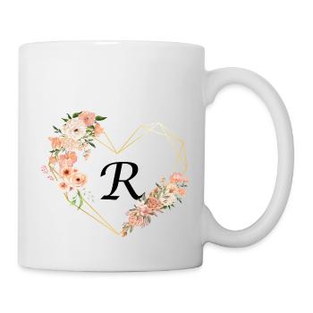 Blumiger goldener Herzbuchstabe - Tasse - Weiß - Rechts