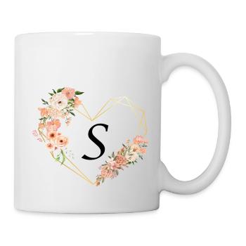 Lettre s cœur doré floral - Mug blanc - blanc - Droite