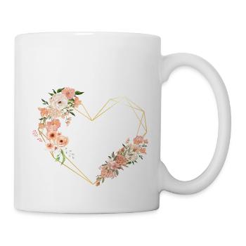 Buchstabe Q florales goldenes Herz - Tasse - Weiß - Rechts
