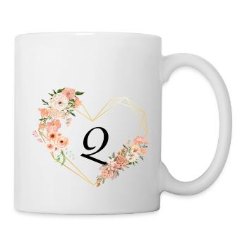 Buchstabe Q florales goldenes Herz - Tasse - Weiß - Rechts