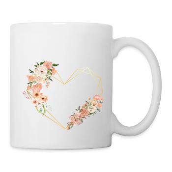 Lettre t cœur doré floral - Mug blanc - blanc - Droite