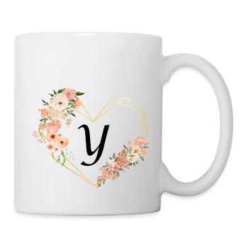 Buchstabe y florales goldenes Herz - Tasse - Weiß - Rechts