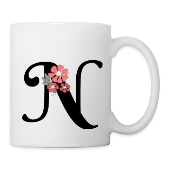 Buchstabe n Minimalistische Blumen - Tasse - Weiß - Rechts