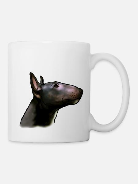 Bullterrier Kopf im Profil Comicstyle - Tasse - Weiß