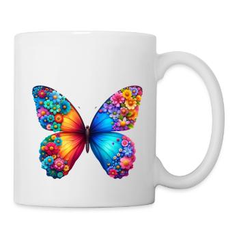 Bunter Schmetterling, von der Natur inspirierte Sommerstimmungen - Tasse - Weiß - Rechts