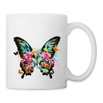 schmetterling,bunt,blumen,graffiti - Tasse - Weiß - Rechts