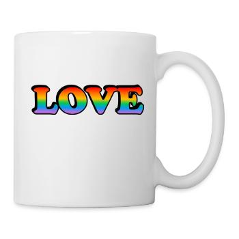 Rainbow text LOVE LGBT Pride Month - Mug - white - Right