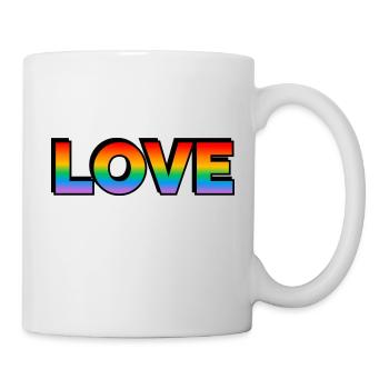 LOVE LGBT Pride Month rainbow text - Mug - white - Right