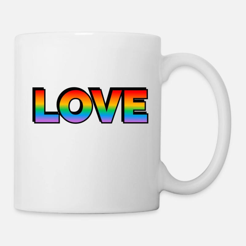 LIEBE LGBT Pride Month Regenbogentext - Tasse - Weiß