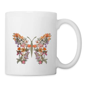 Women Boho Wildflower Summer Flowers Butterfly - Mug - white - Right