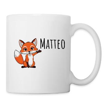 Fuchs - Mein Name ist Matteo - Süßes Waldtier - Tasse - Weiß - Rechts